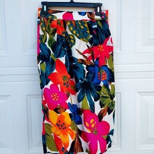 SilkLand 100% Silk Multicolor Floral Pencil Skirt